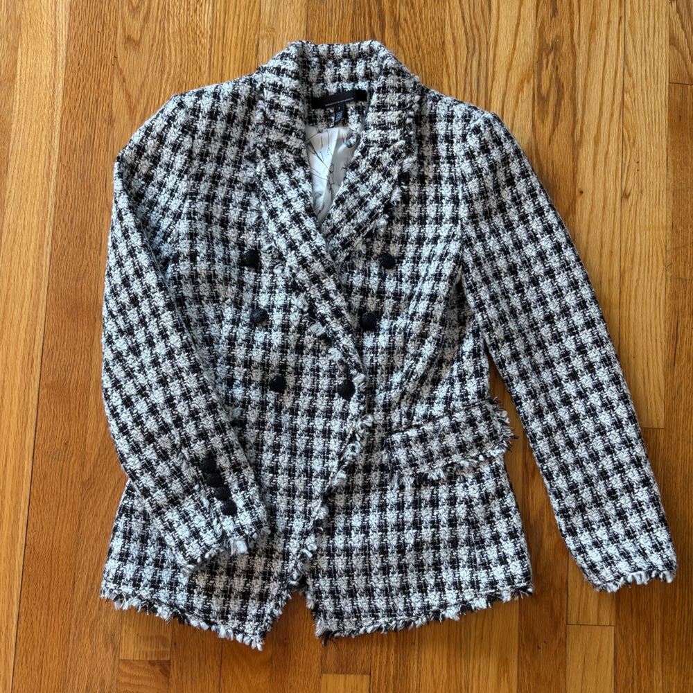 White House Black Market Black and White Houndstooth Jacket